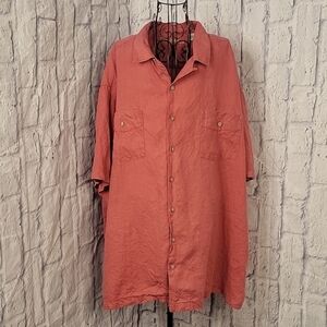 CARIBBEAN Red Linen‎ Men's Shirt 3XB